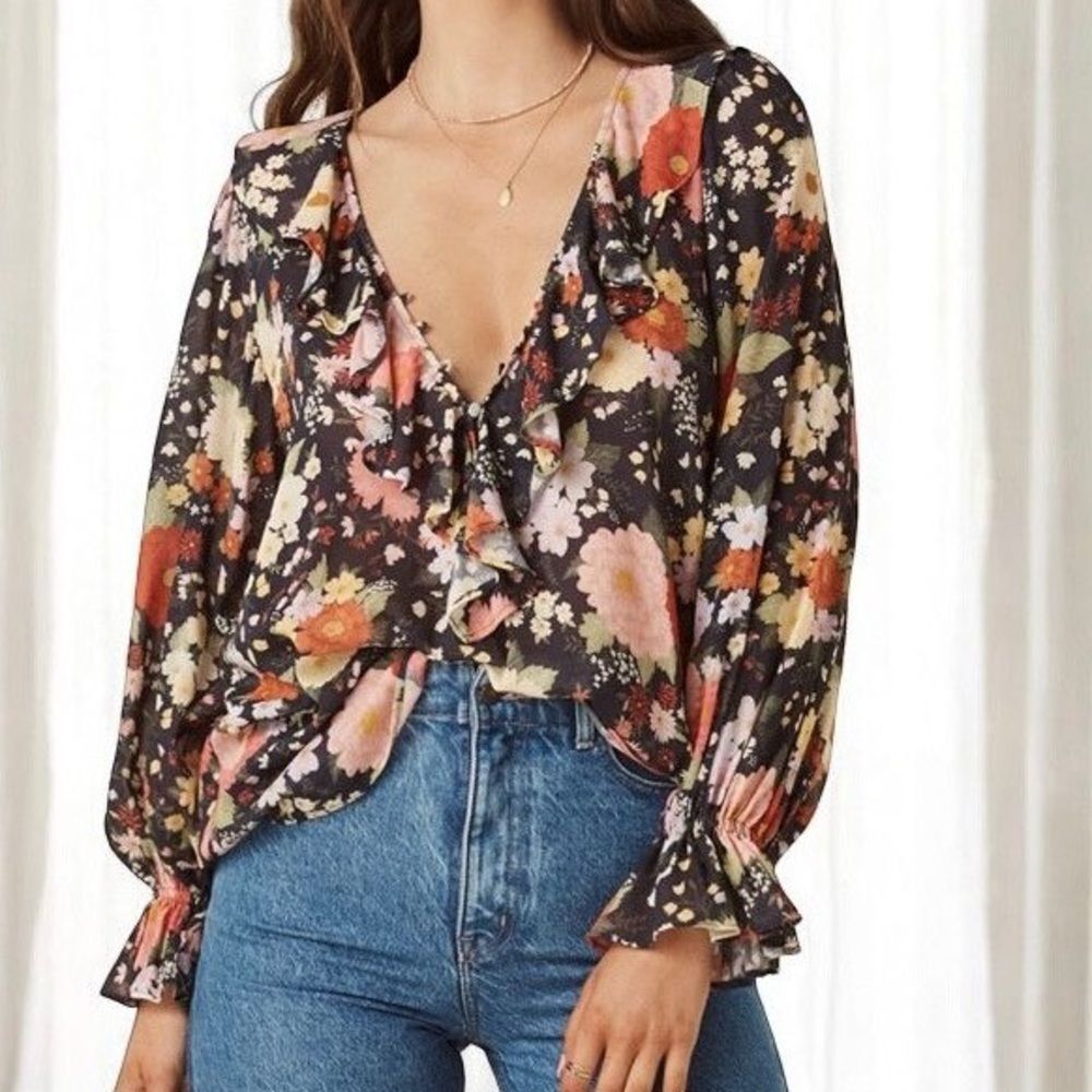 Spell & the Gypsy Collective XS Sangria Floral Blouse Nightshade Bohemian Boho